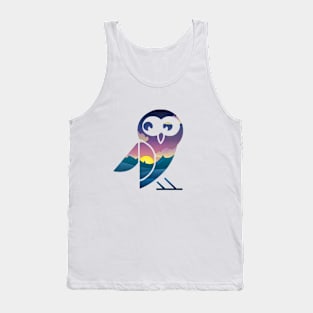 Mountain Sunset Happy Owl Tank Top